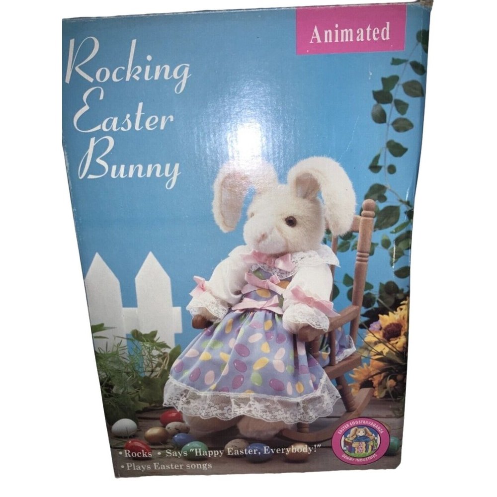 Easter Bunny Rabbit in Rocking Chair- Talks & Plays Songs 1994 vintage